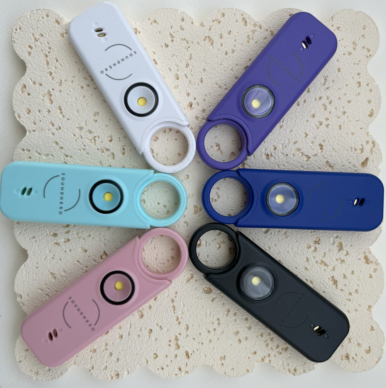 SOUNDHERO Signature - Personal self-defense safety alarm with Movement Activated mode and FREE whistle- USB rechargeable