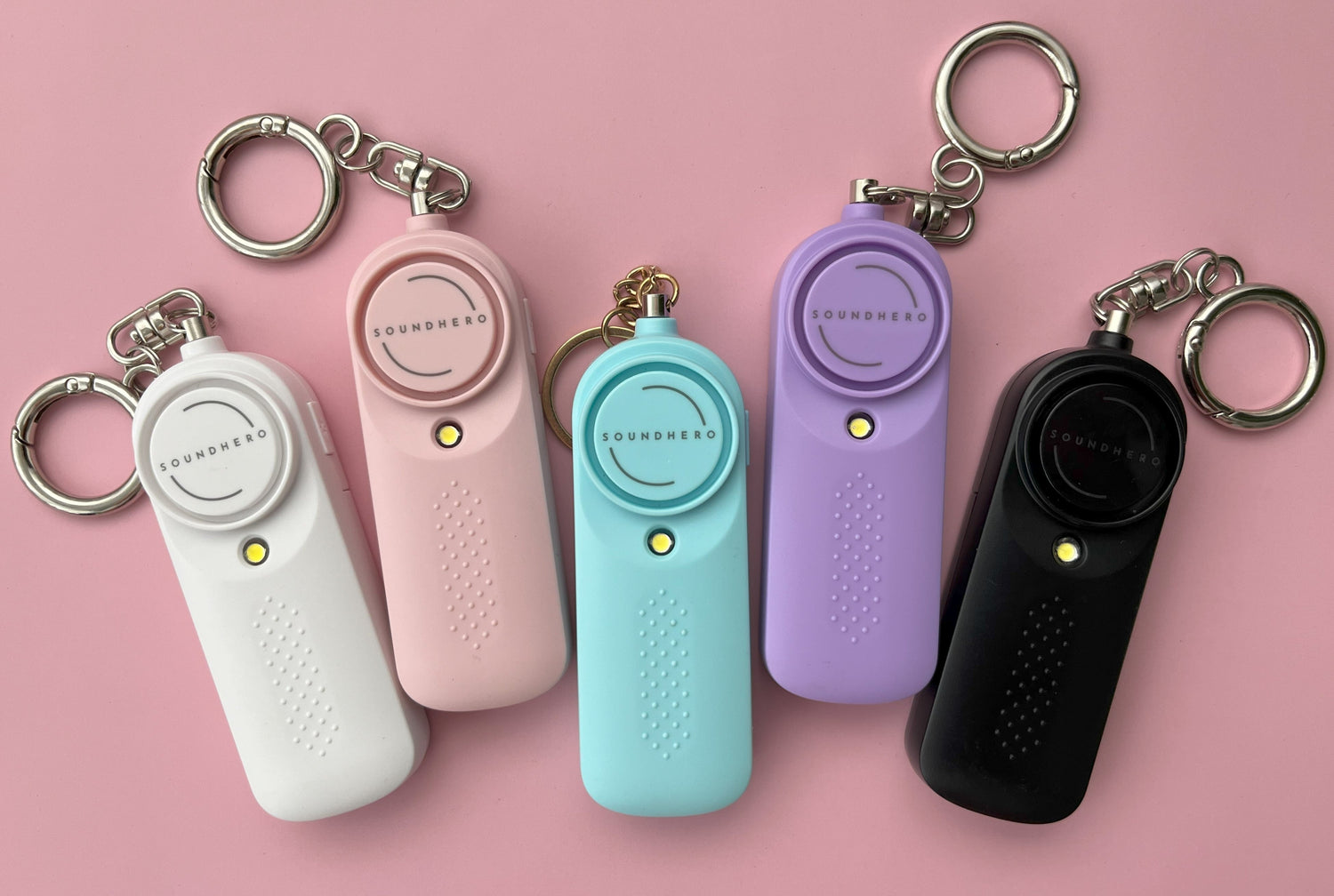 SOUNDHERO - Personal self-defense safety alarm keyring with built in light and FREE whistle - Battery operated