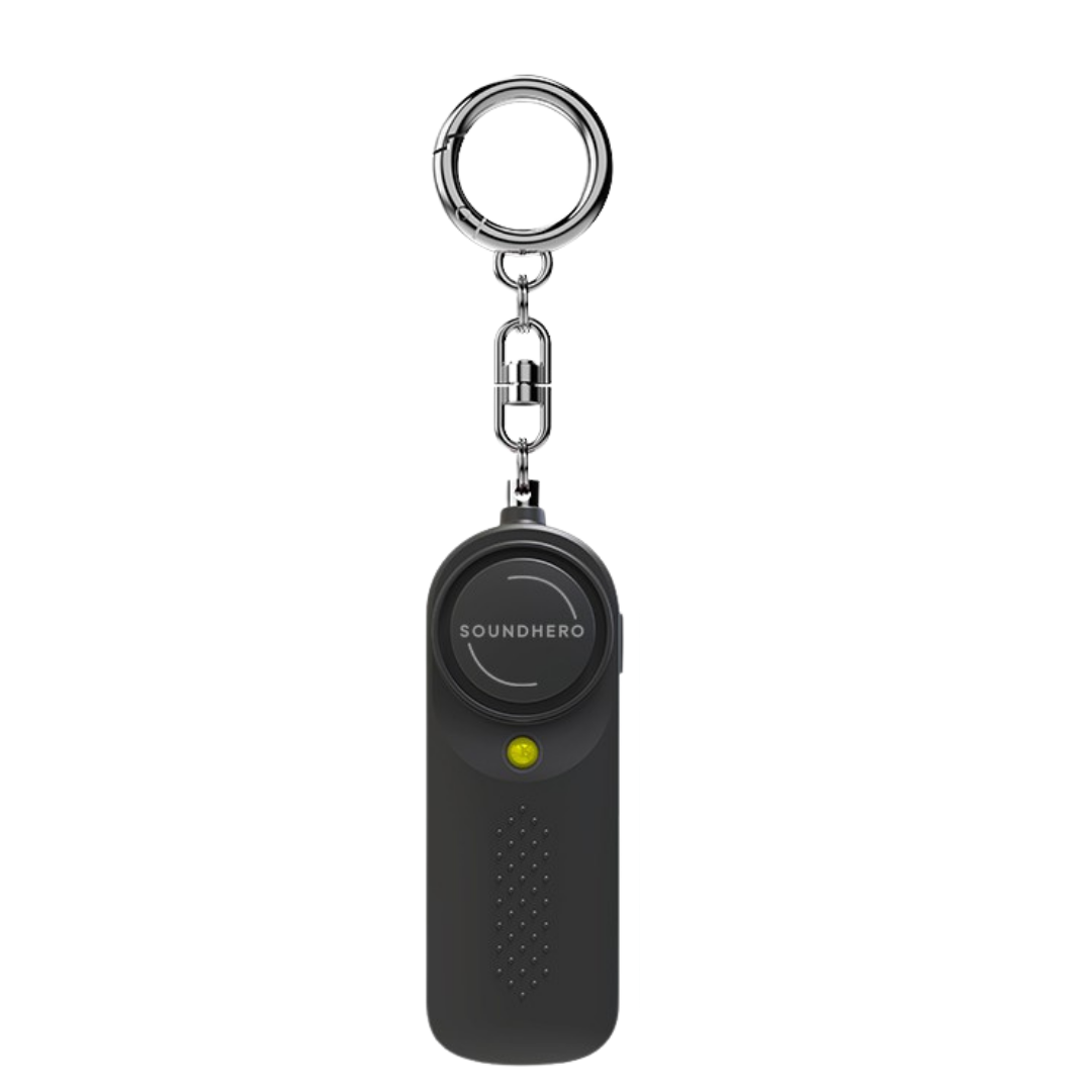 SOUNDHERO personal self-defense alarm keyring with built in light - Battery operated - Noir Black