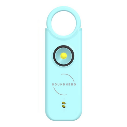 SOUNDHERO Signature - Personal self-defense alarm with Movement Activated mode - USB rechargeable - SKY BLUE