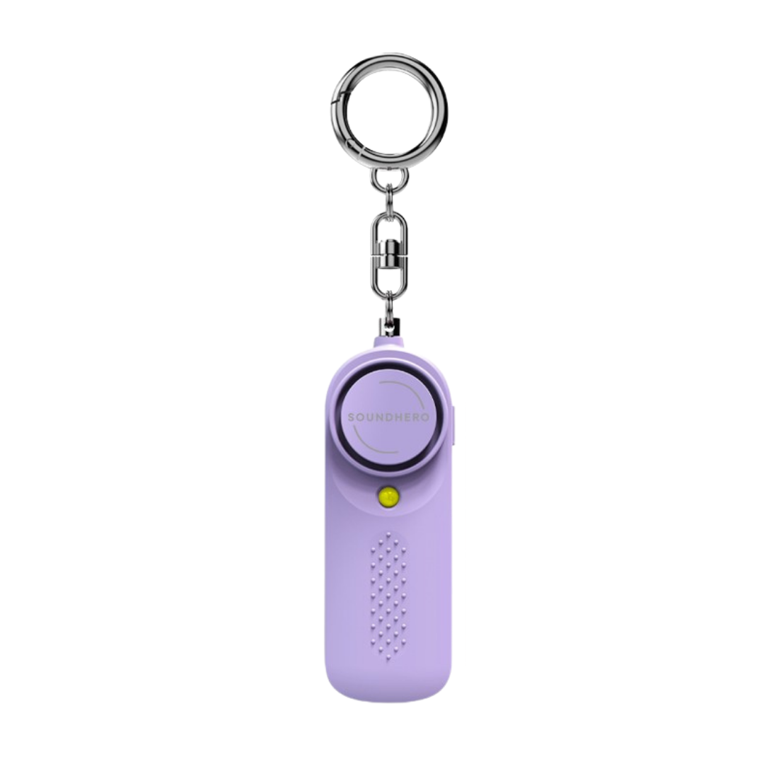 SOUNDHERO personal self-defense alarm keyring with built in light - Battery operated - Lilac
